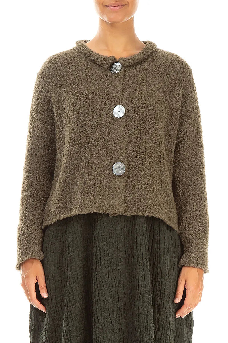 Moss Brown Alpaca Wool Cardigan 1