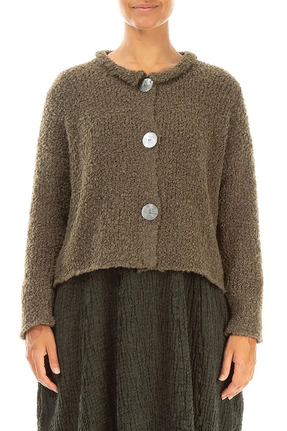 Moss Brown Alpaca Wool Cardigan 1