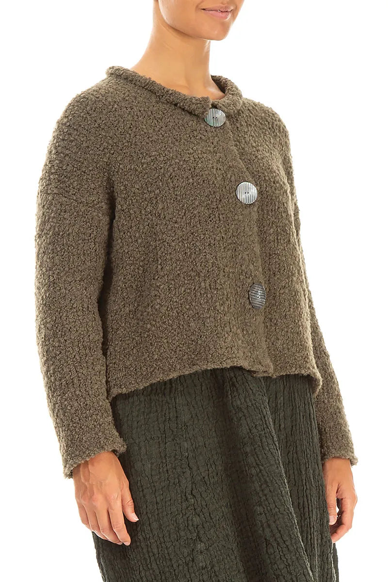 Moss Brown Alpaca Wool Cardigan 3