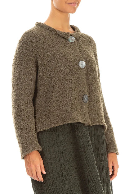 Moss Brown Alpaca Wool Cardigan 3