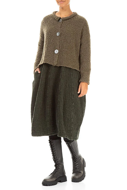 Moss Brown Alpaca Wool Cardigan 4