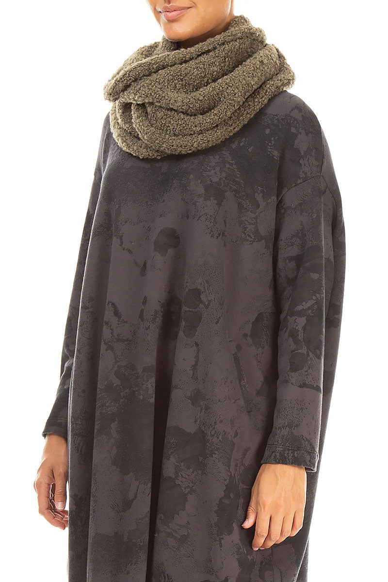 Moss Brown Alpaca Wool Infinity Scarf 3