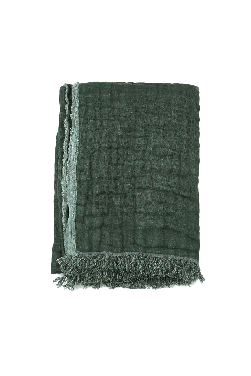 Moss Green Gauze Linen Blanket
