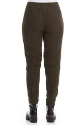 Narrow Khaki Mélange Linen Pants 2