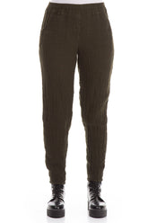 Narrow Khaki Mélange Linen Pants 1