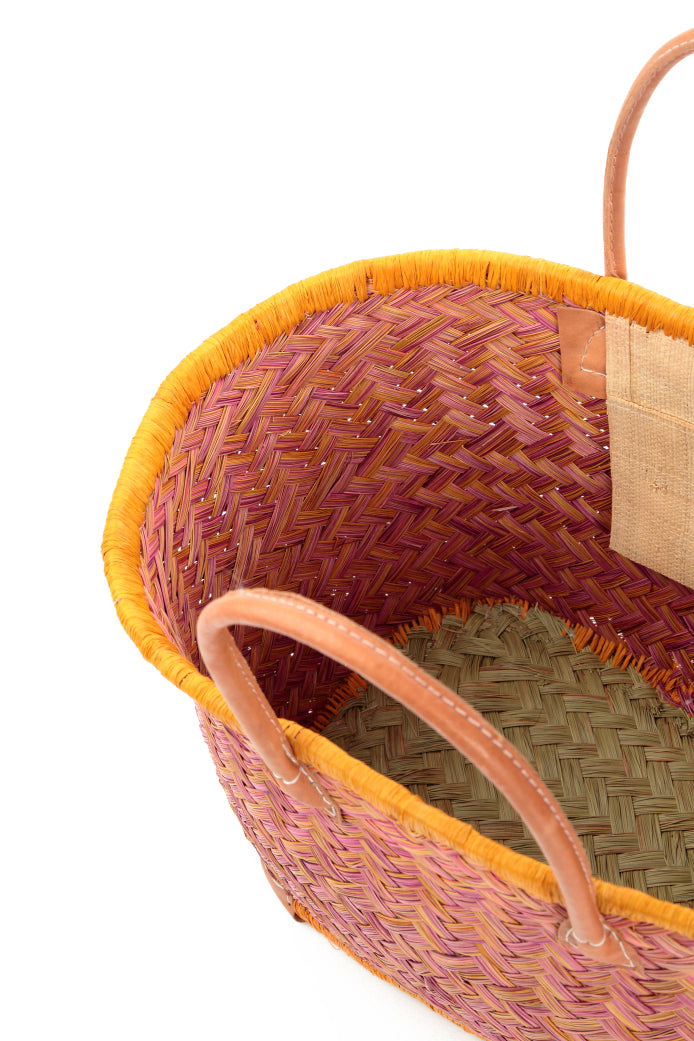 Natural Mini Peach French Market Basket 6