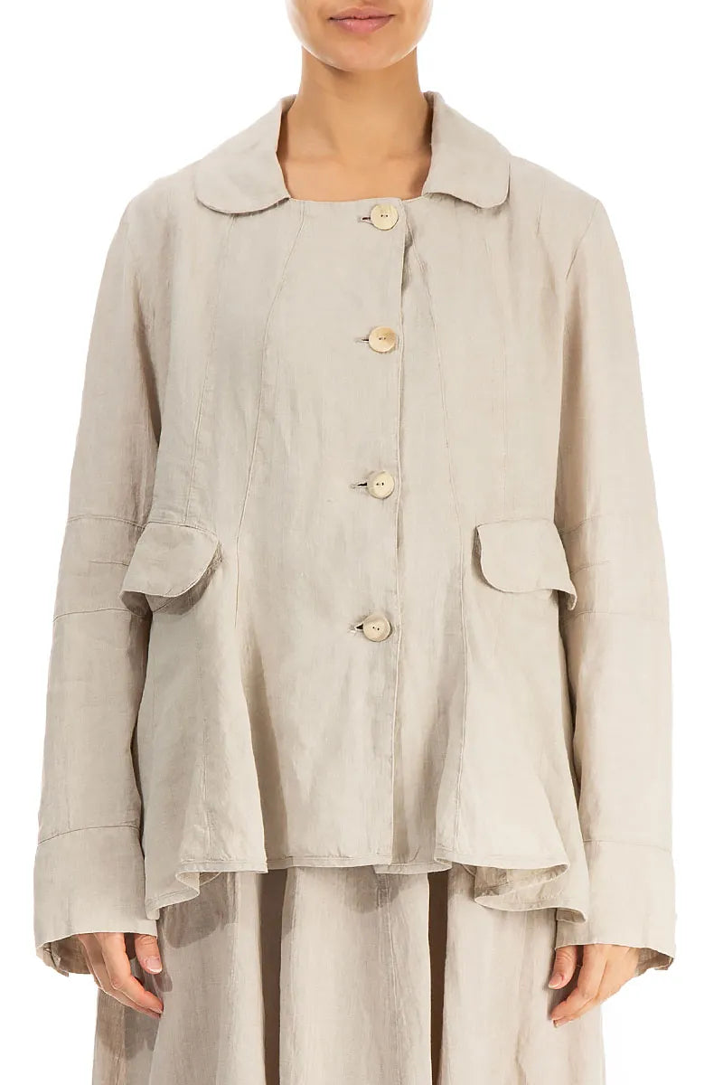 Natürliche Leinenjacke mit Schößchen