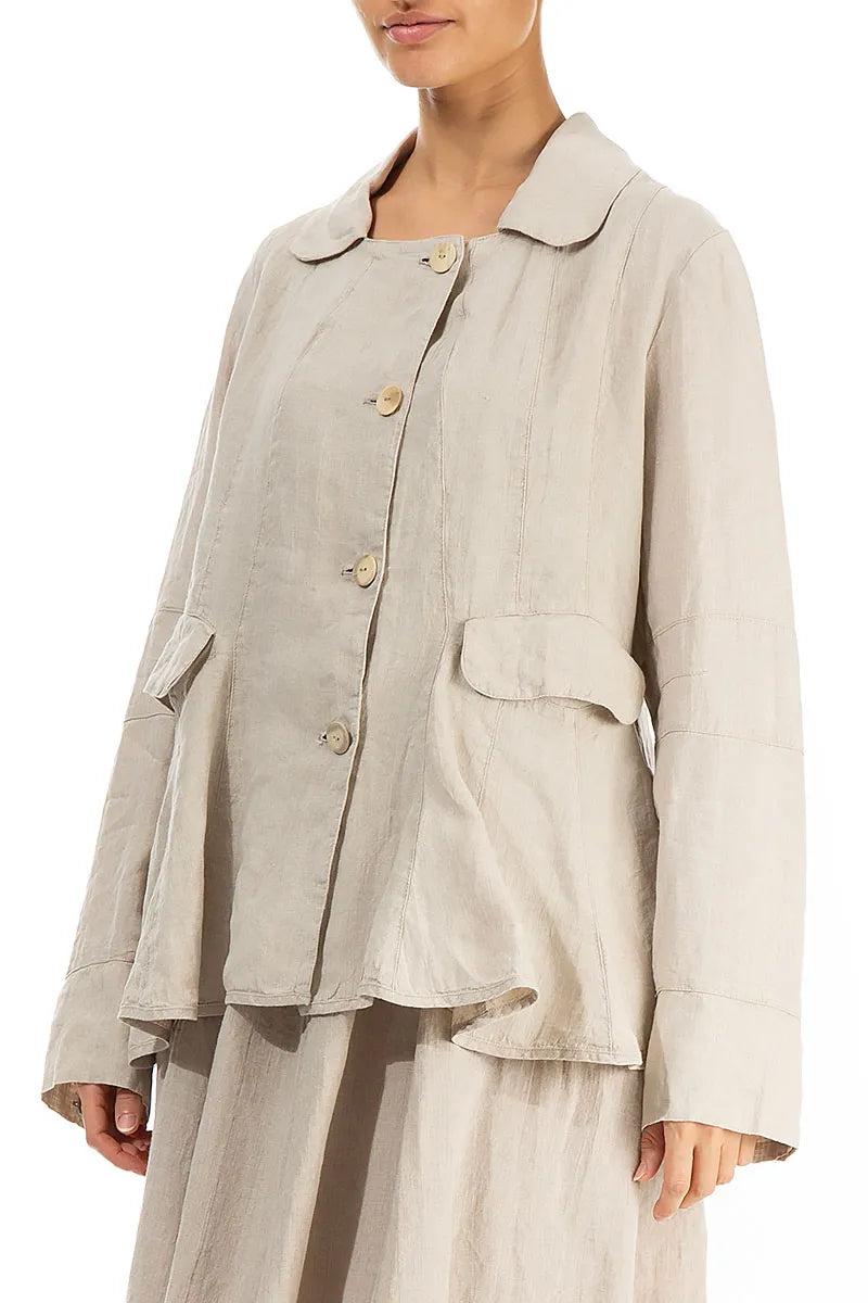 Natürliche Leinenjacke mit Schößchen