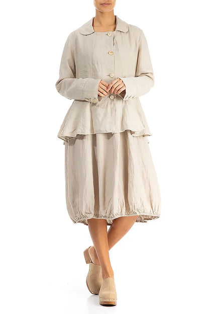 Natürliche Leinenjacke mit Schößchen