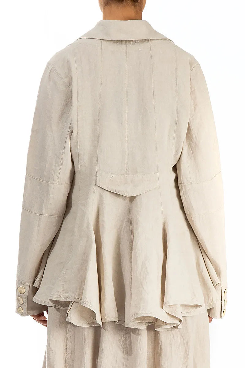 Natural Peplum Linen Jacket