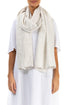 Natural Striped Linen Scarf 1
