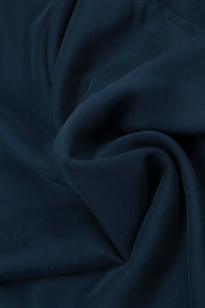 Jupe froissée en pure soie bleu marine