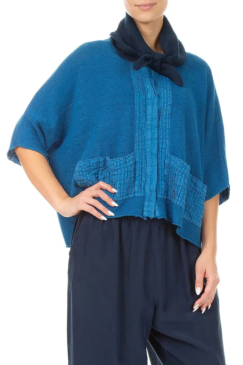 Navy Gauze Linen Scarf 3