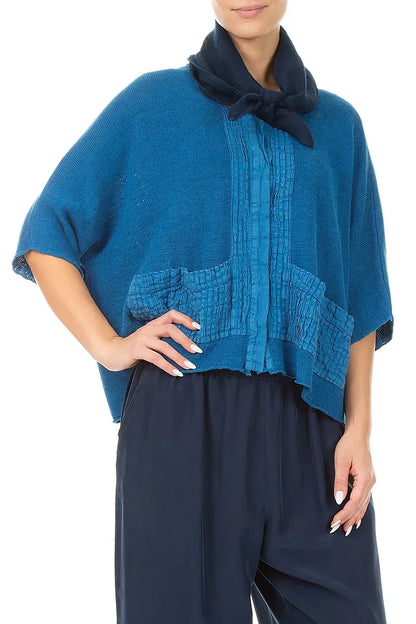 Navy Gauze Linen Scarf 3