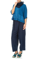 Navy Gauze Linen Scarf 2