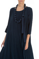 Navy Silk Bead Necklace 4