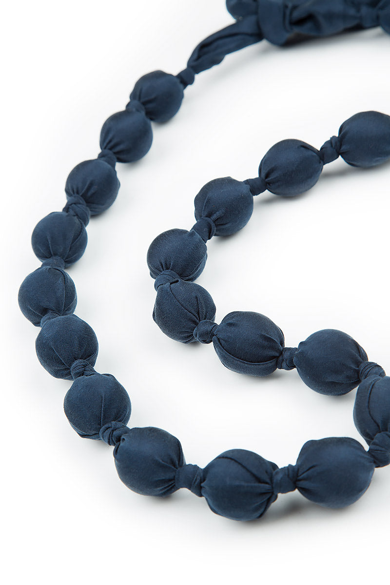 Navy Silk Bead Necklace