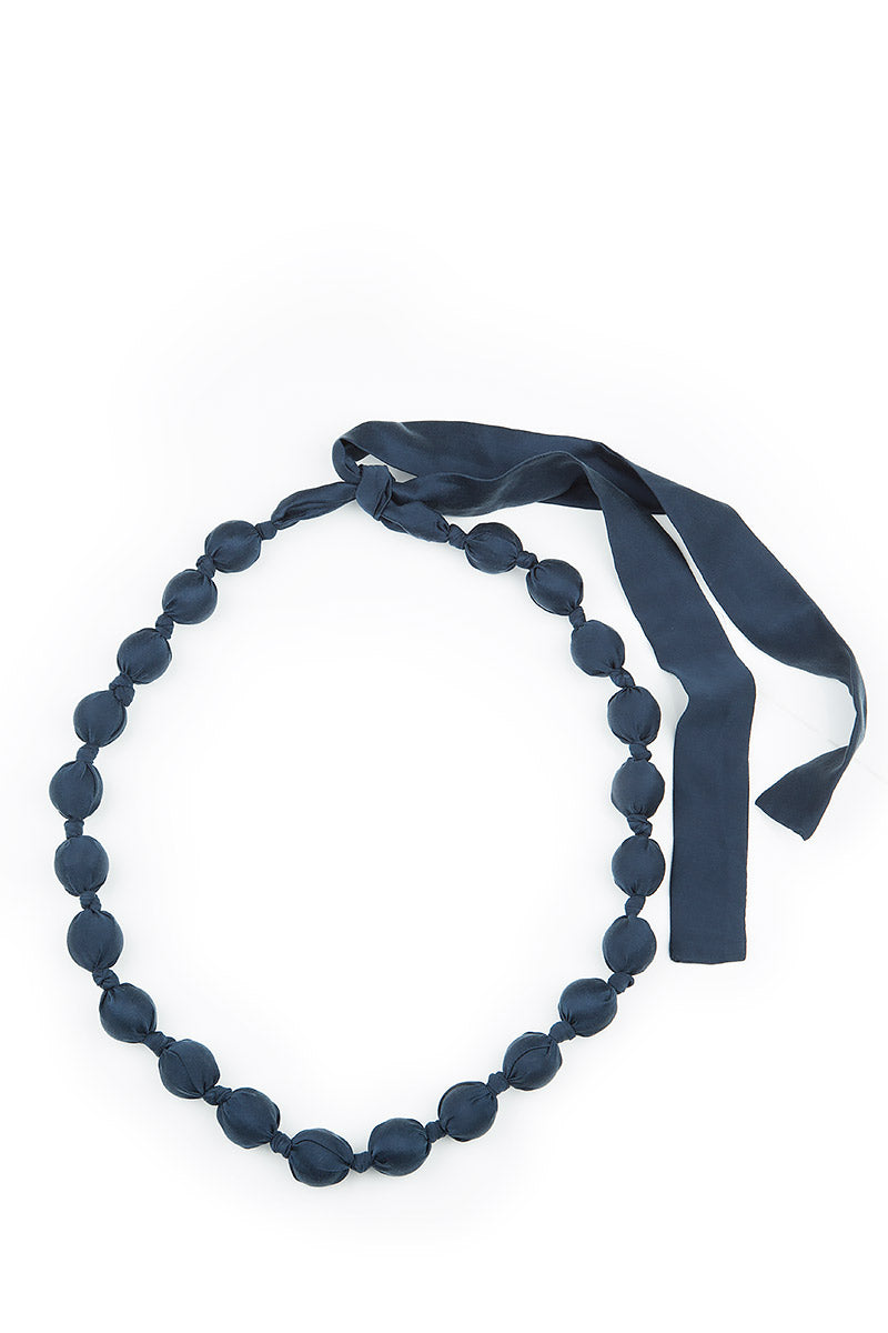 Navy Silk Bead Necklace