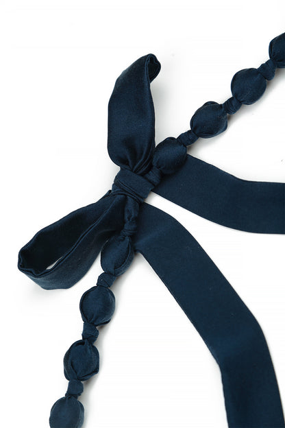 Navy Silk Fine Bead Necklace 6