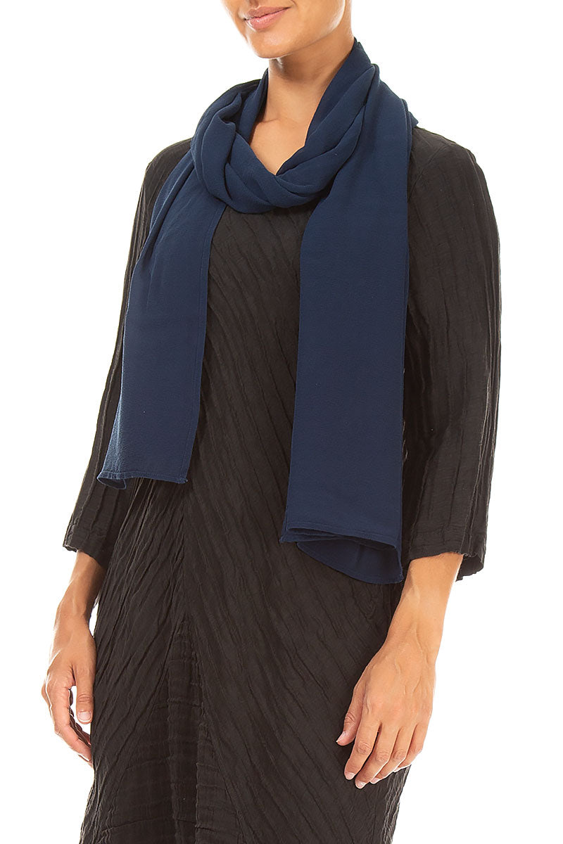 Navy Silk Scarf 3