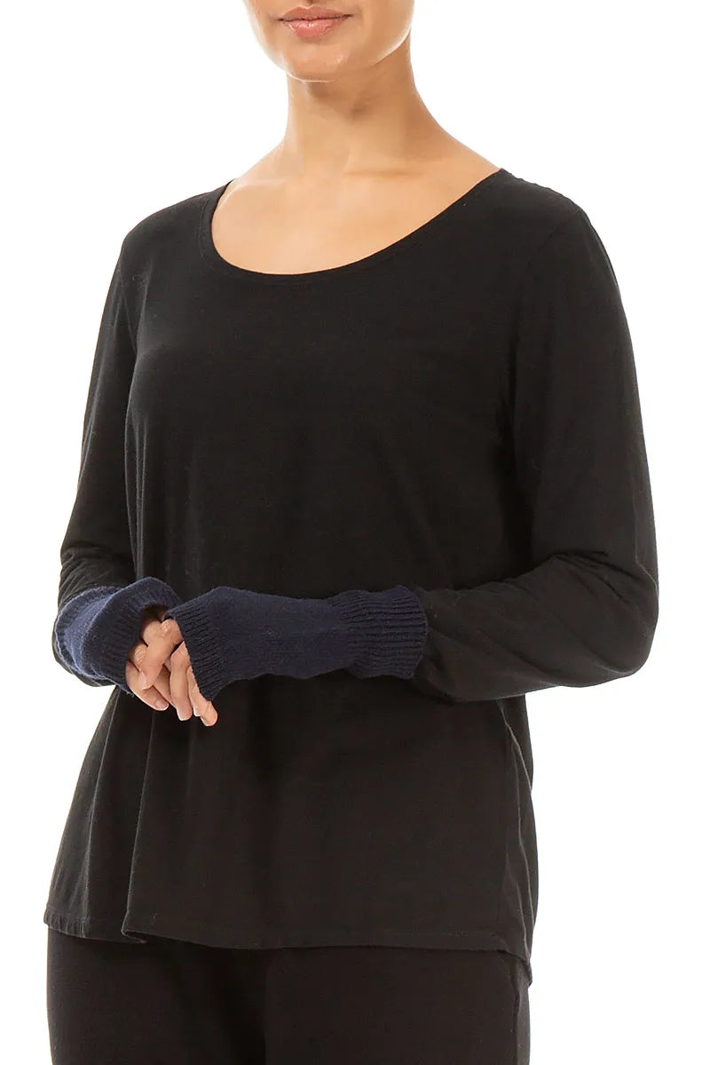 Navy Soft Wool Arm Warmers 1