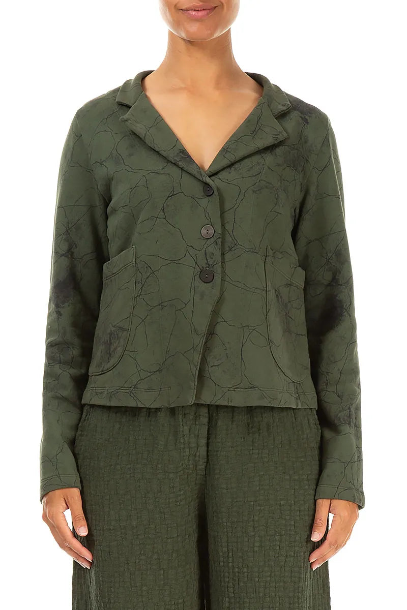 Notched Collar Forest Mist Cotton Jacket 1