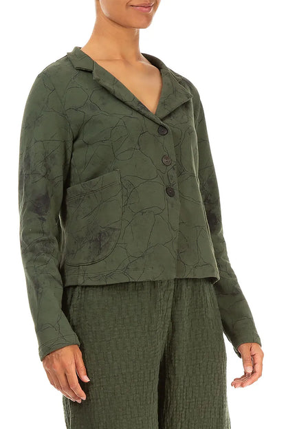 Notched Collar Forest Mist Cotton Jacket 3