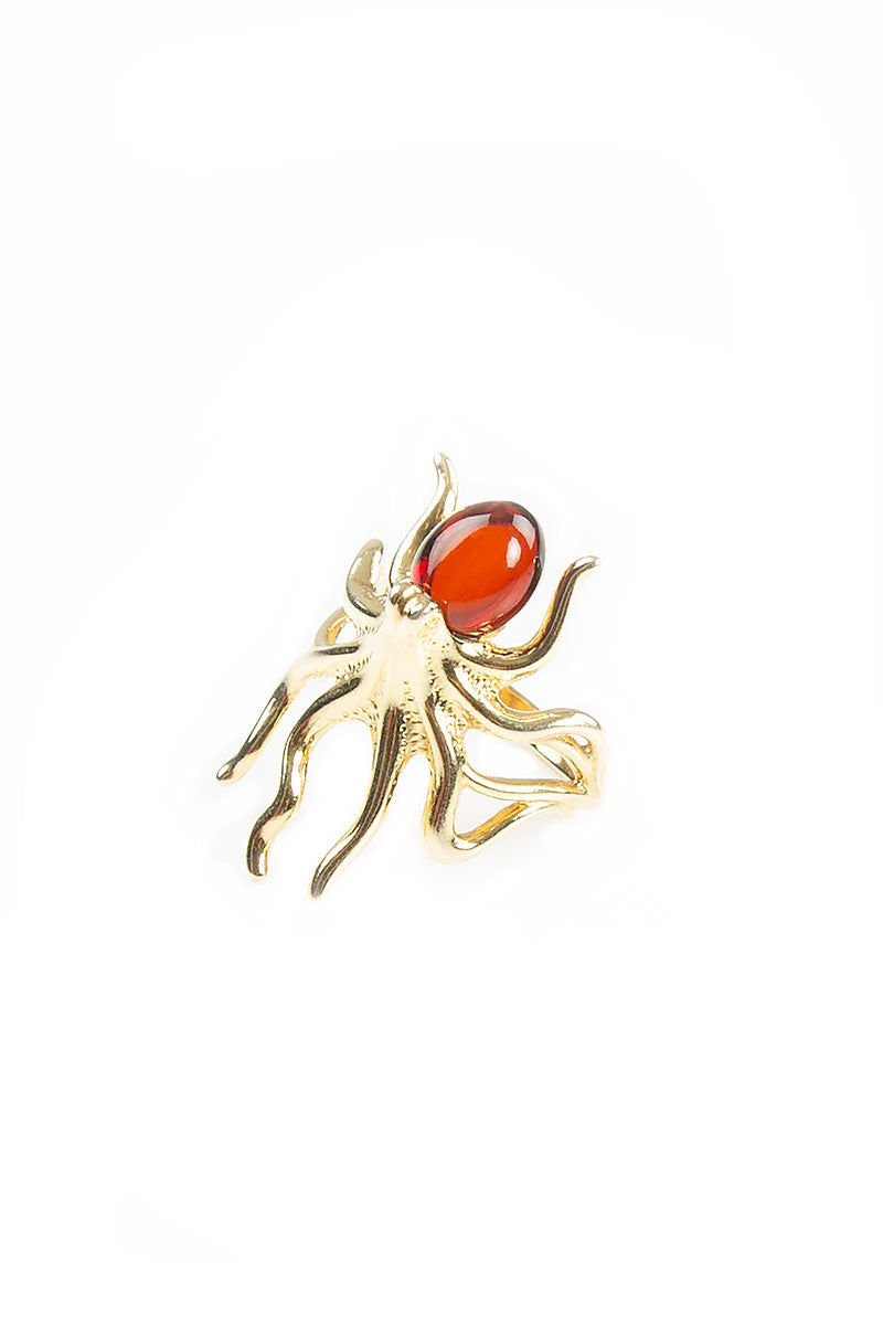 Octopus Amber Ring