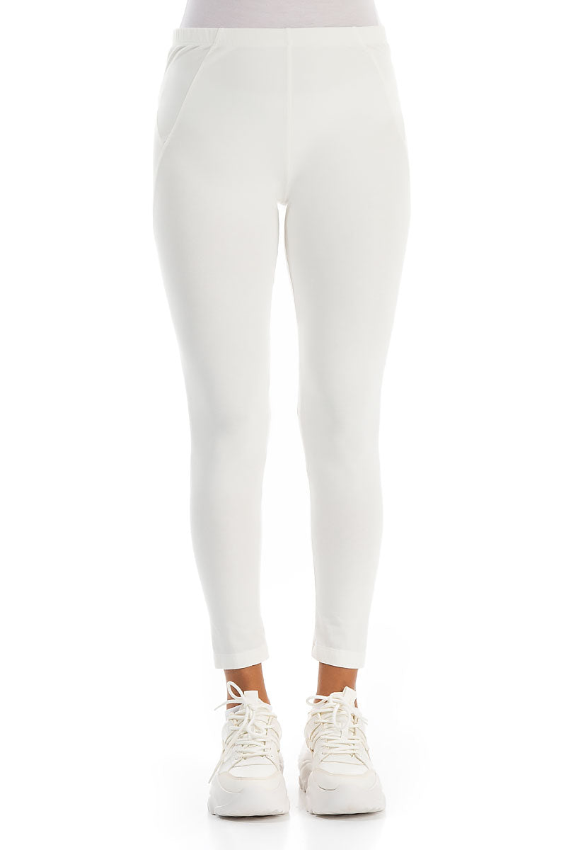 Off White Cotton Leggings 1