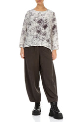 Boxy Off White Marble Crinkled Silk Blouse 4