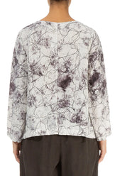 Boxy Off White Marble Crinkled Silk Blouse 2