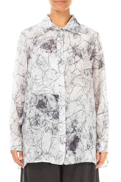 Off White Marble Silk Cotton Shirt 1