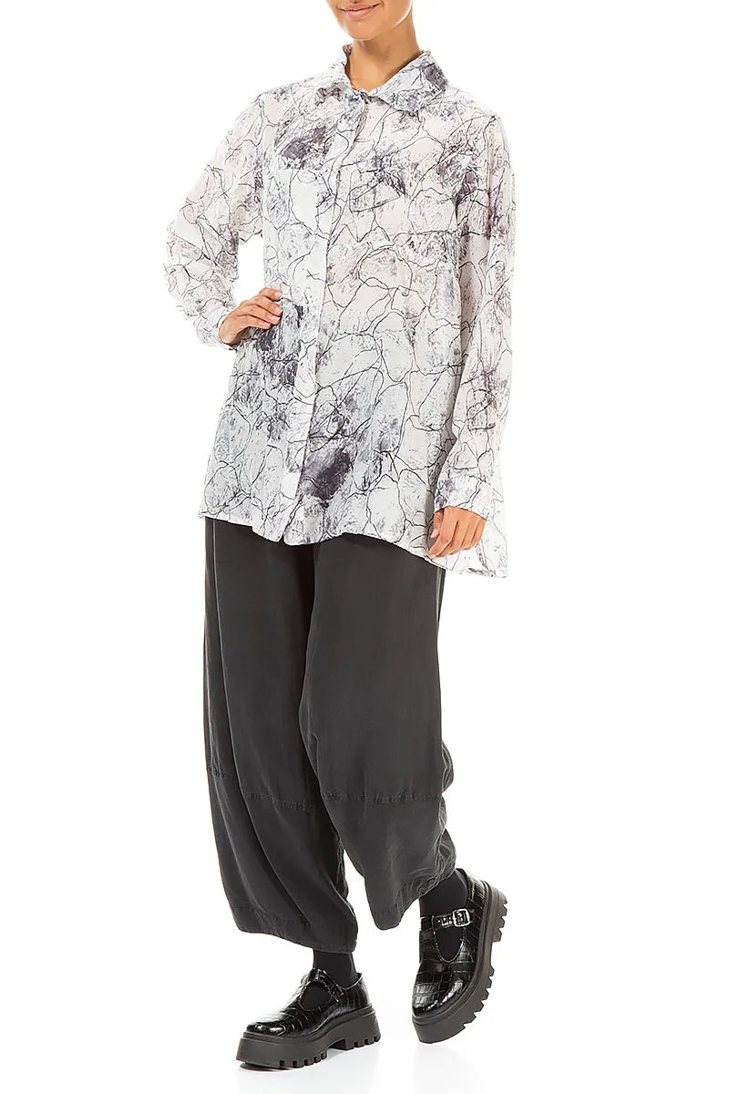 Off White Marble Silk Cotton Shirt 4