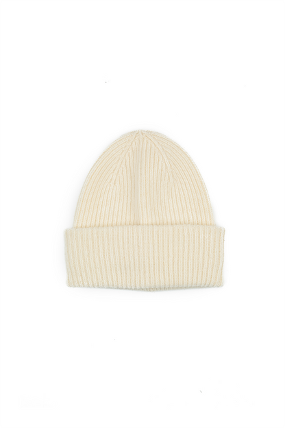 Off White Soft Wool Beanie Hat 4