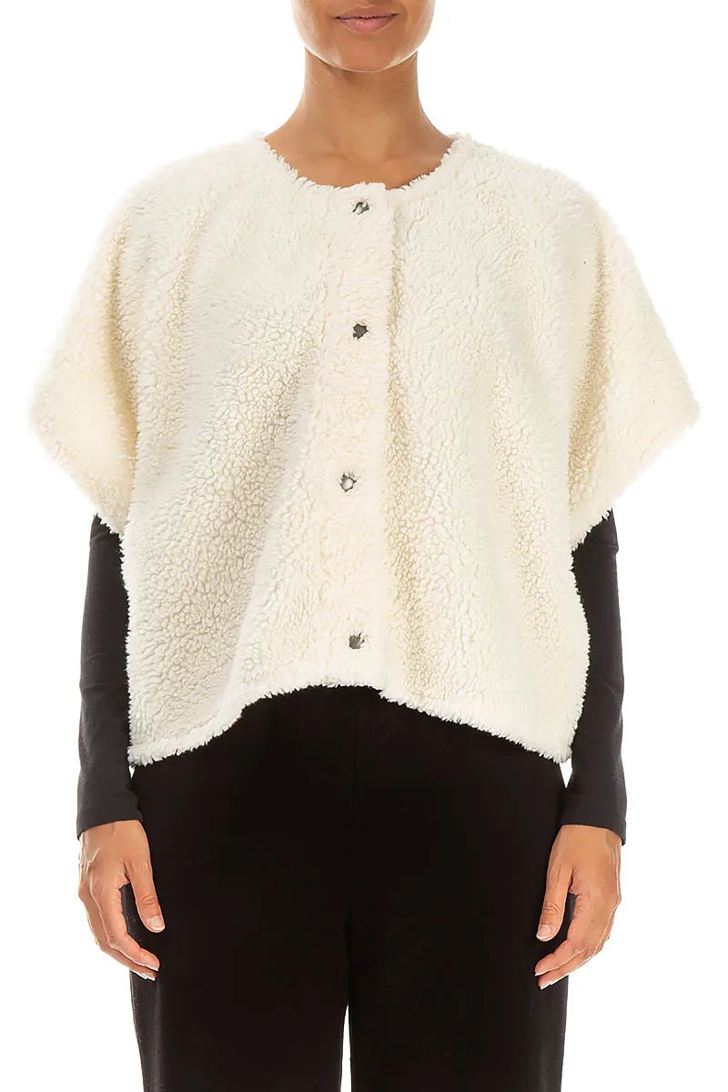 Off White Teddy Cotton Gilet 1