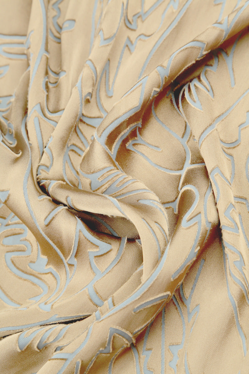 Olive Devoré Feather Silk Scarf