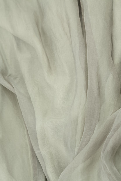 Olive Grey Crumpled Silk Chiffon Dress