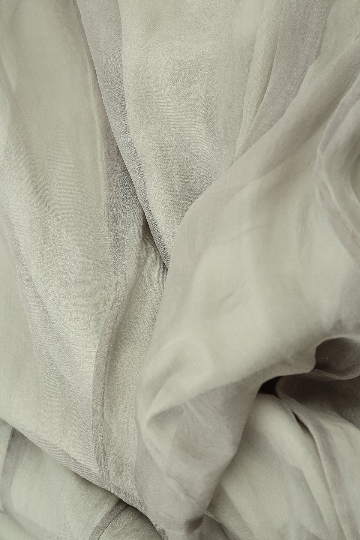 Olive Grey Crumpled Silk Chiffon Scarf
