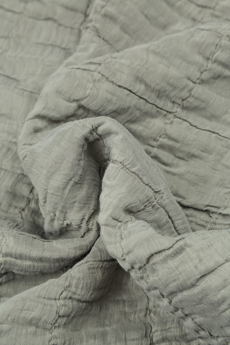 Olive Grey Pleated Silk Linen Blouse