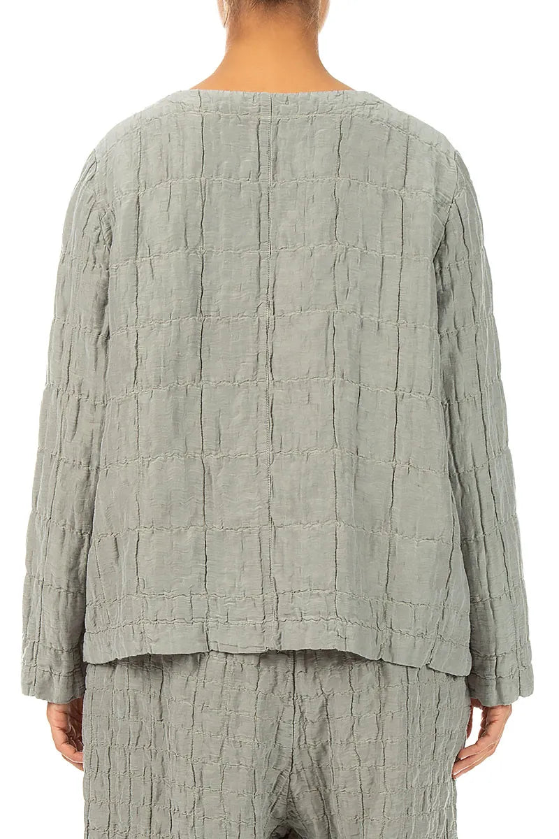 Olive Grey Pleated Silk Linen Blouse