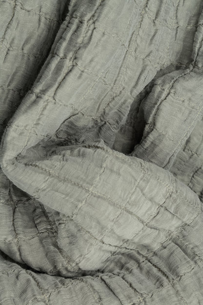 Olive Grey Pleated Silk Linen Blouse