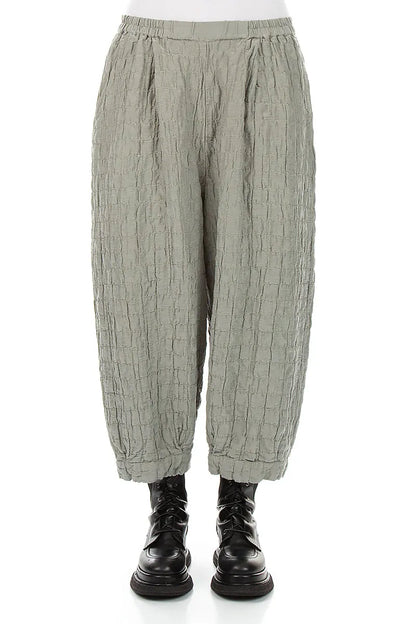 Olive Grey Pleated Silk Linen Trousers