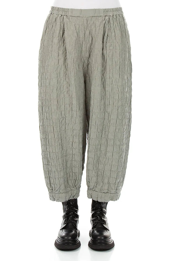 Olive Grey Pleated Silk Linen Trousers