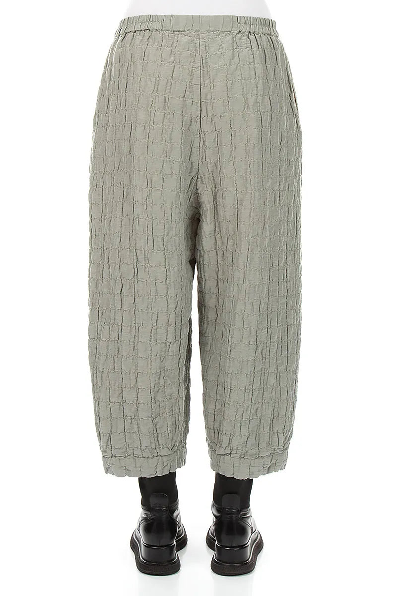 Olive Grey Pleated Silk Linen Trousers