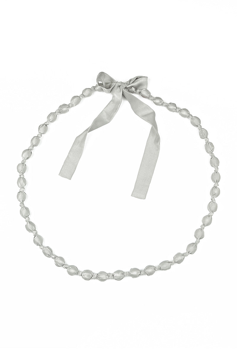 Olive Grey Silk Fine Bead Necklace 5