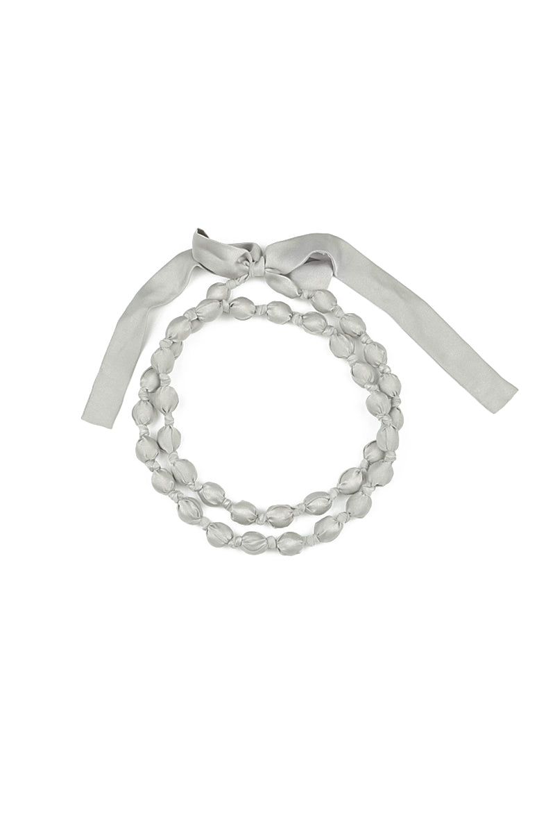 Olive Grey Silk Fine Bead Necklace 6