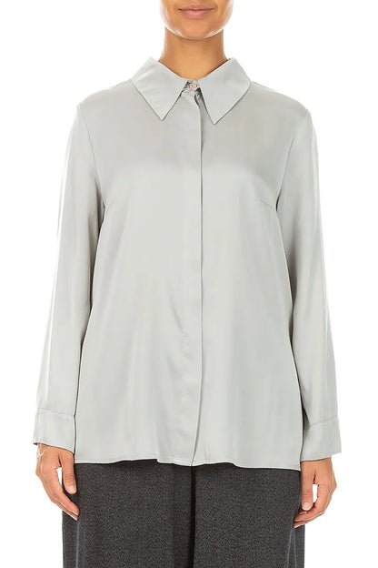 Olive Grey Silk Shirt