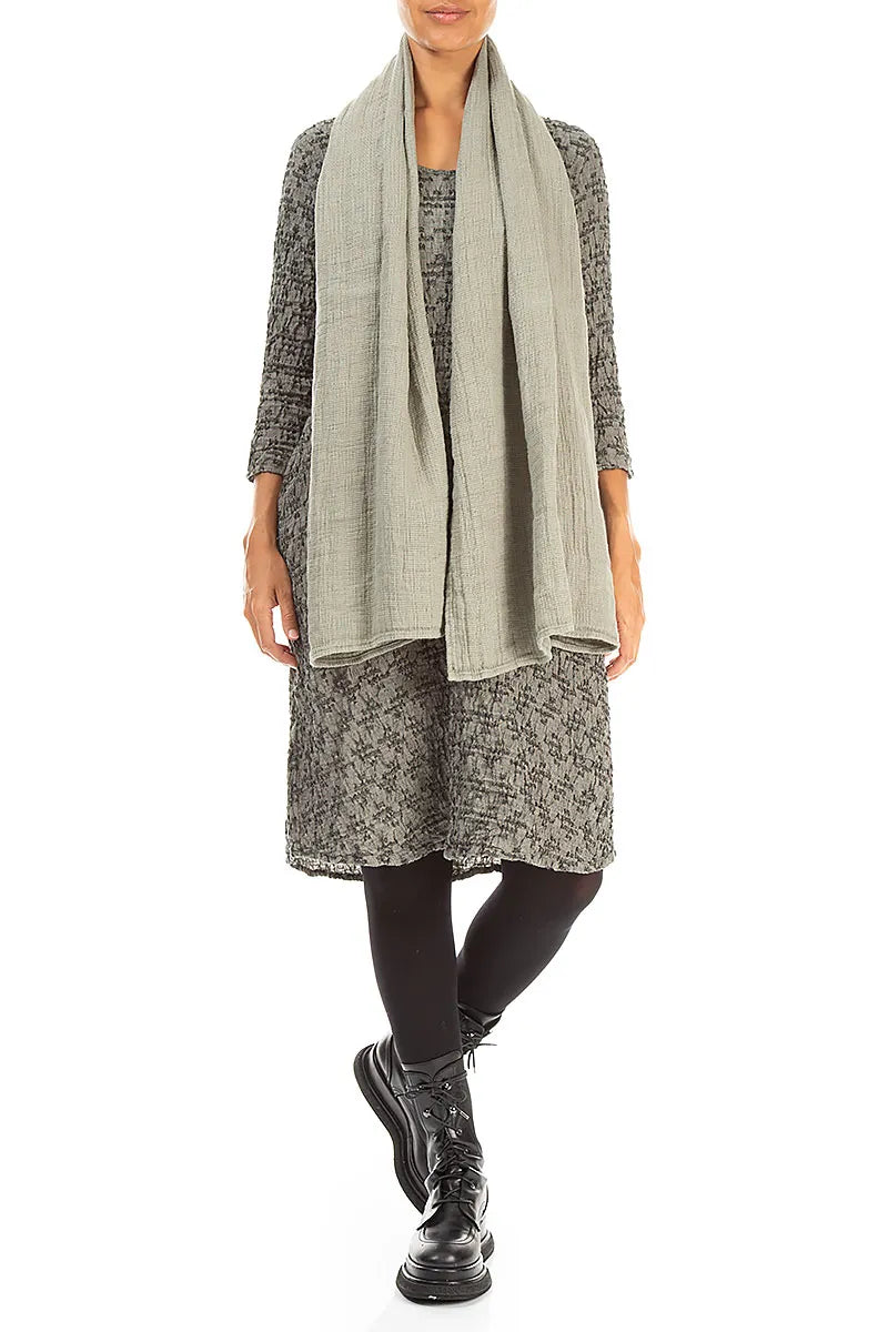 Olive Grey Textured Linen Scarf