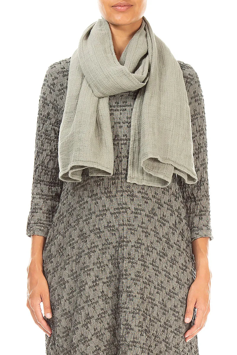 Olive Grey Textured Linen Scarf