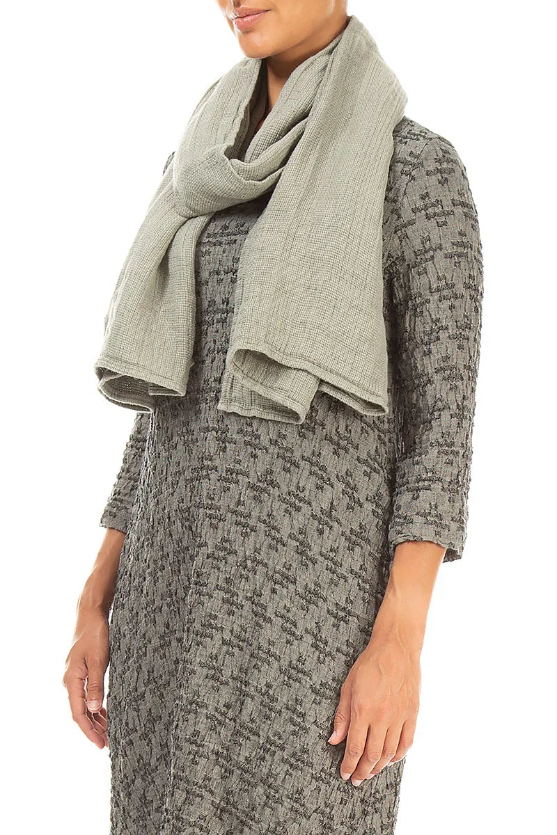 Olive Grey Textured Linen Scarf